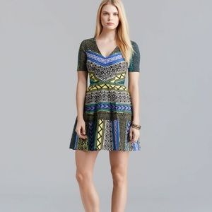 Neon and Tribal Print A-Line Dress